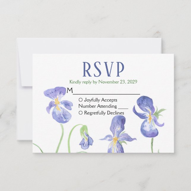 Resposta de Casamento RSVP de Íris Roxo (Frente)