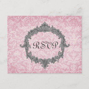 Resposta de Casamento RSVP de RSVP do Damask Pink 