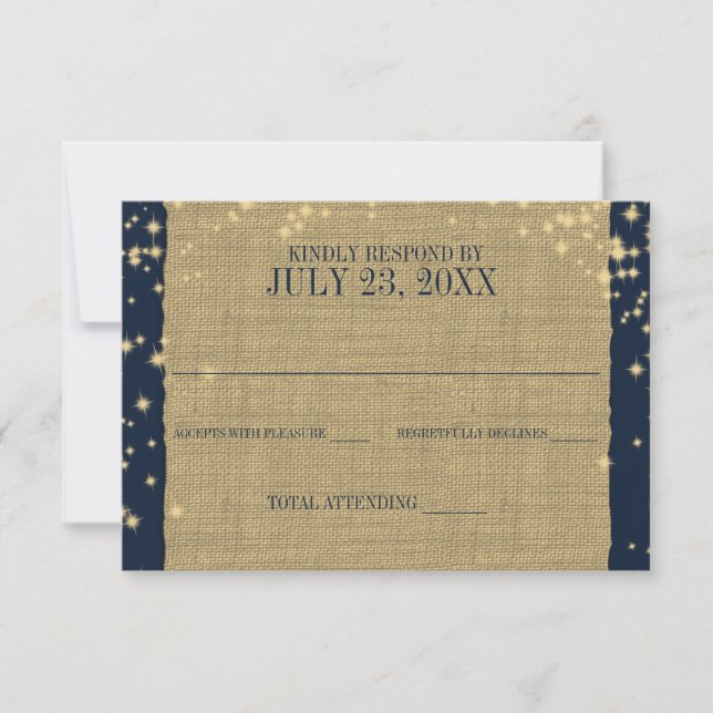 Resposta de Casamento Rustic Navy e Dourado Twinkl (Frente)