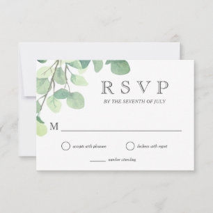 Resposta de Casamento Simples Eucalyptus Greenery 