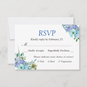 Resposta de Convite de Casamento Floral Azul Safir