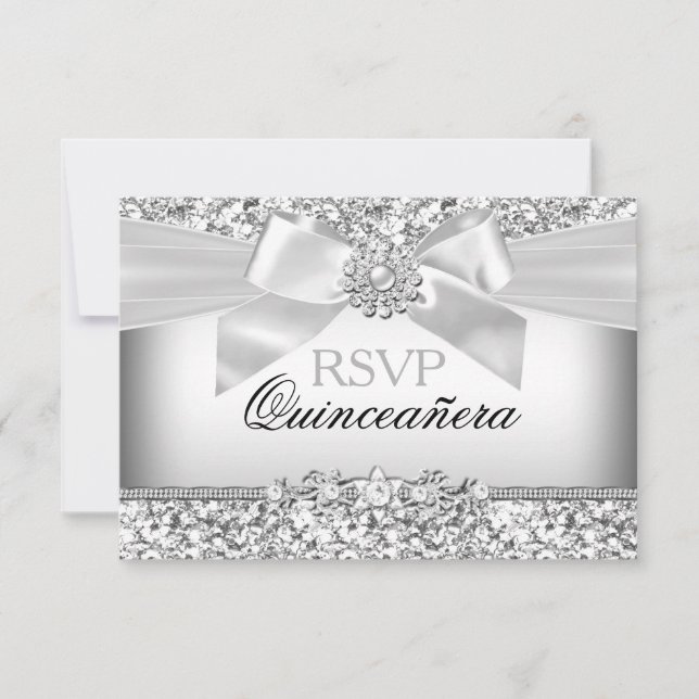 Resposta de Convite de Quinceanera com Lantejoulas (Frente)