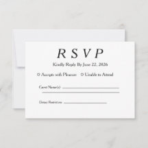 Resposta de Convite Minimalista Elegante Branco