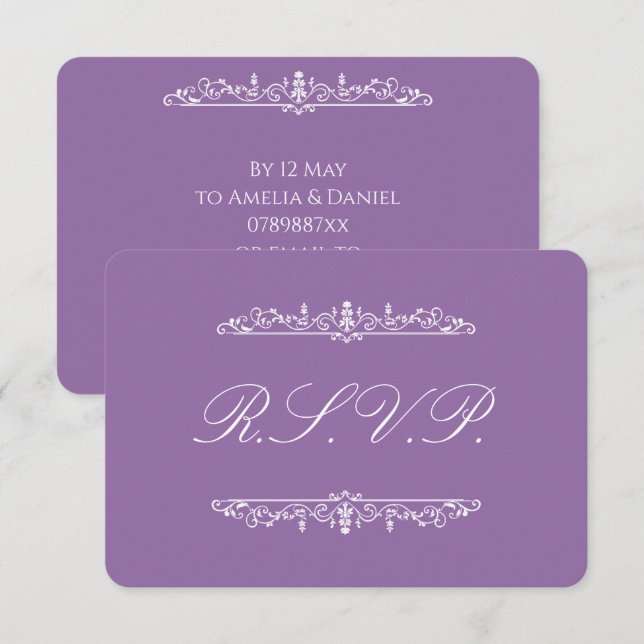 Resposta de Convite Regency Roxo (Frente/Verso)