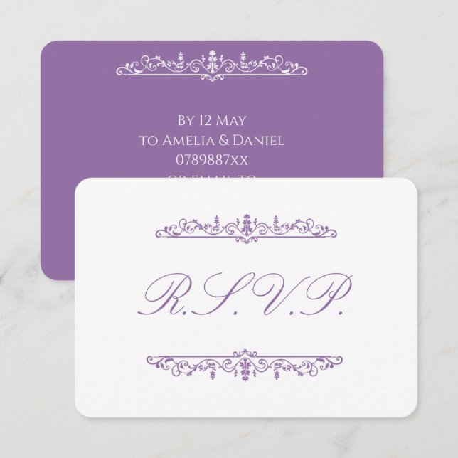Resposta de Convite Regency Roxo (Frente/Verso)