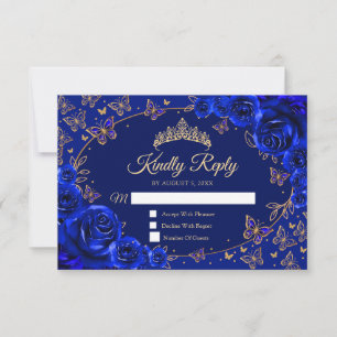 Resposta de Quinceanera Azul Real Dourado