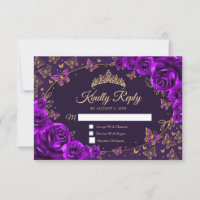 Resposta de Quinceanera Dourado Roxo