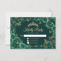 Resposta de Quinceanera em Ouro Verde Esmeralda