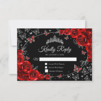 Resposta de Quinceanera Red Silver Preto
