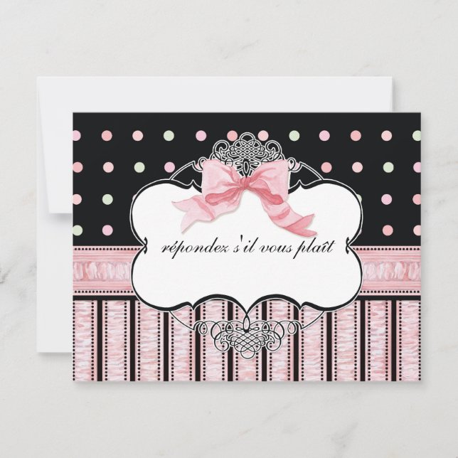 Resposta de RSVP Bat Mitzvah - Arco francês Dot Sw (Frente)