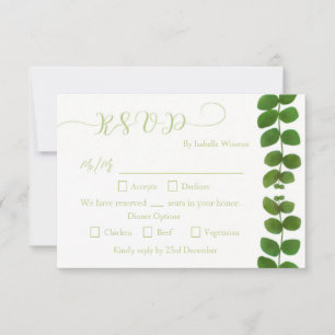 Resposta de RSVP Chic Verde de Casamento