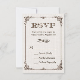 Resposta de RSVP com Moldura Vintage em Linho Marf