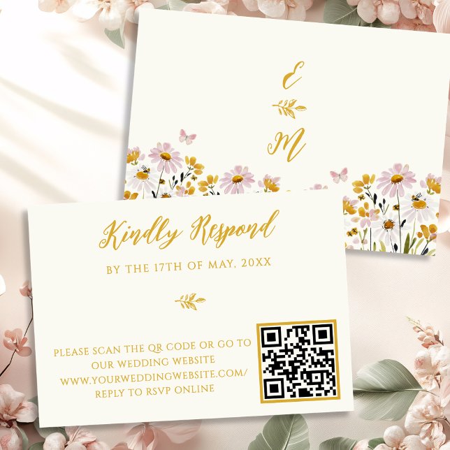 Resposta de RSVP de Casamento com Código QR de Flo (Criador carregado)