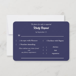 Resposta de RSVP de Casamento com Monograma Azul-M
