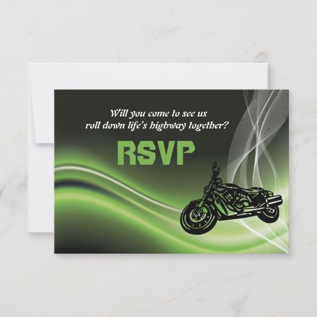 Resposta de RSVP de casamento de motociclista/ mot (Frente)