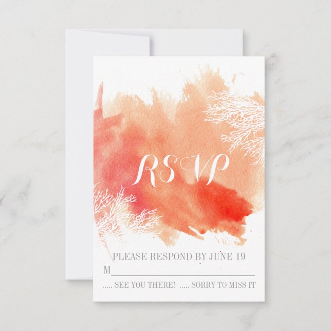 Resposta de RSVP de casamento de recife de coral a (Frente)