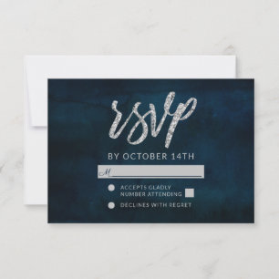 Resposta de RSVP de Casamento em Azul Escuro Navy 
