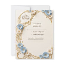 Resposta de RSVP de casamento em azul pastel Art N