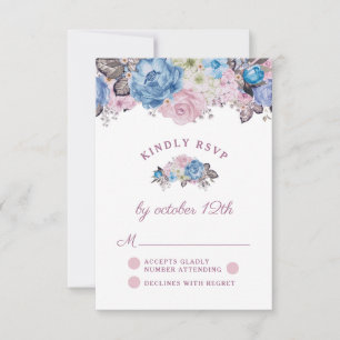 Resposta de RSVP de casamento floral chique com ch