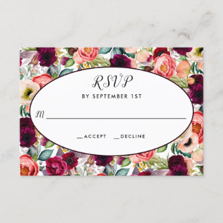 Resposta de RSVP de Casamento Floral de Jardim Rom