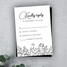 Resposta de RSVP de Casamento Floral Elegante Pret