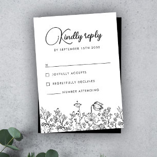 Resposta de RSVP de Casamento Floral Elegante Pret