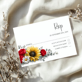 Resposta de RSVP de Casamento Floral Rosa Vermelha