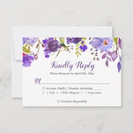 Resposta de RSVP de Casamento Floral Roxo Violeta