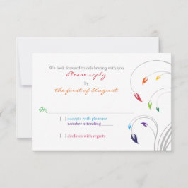 Resposta de RSVP de Casamento Floral Tema Arco-Íri
