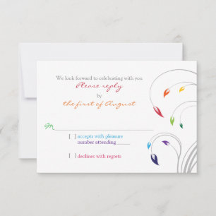 Resposta de RSVP de Casamento Floral Tema Arco-Íri