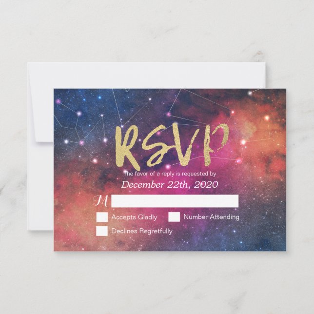 Resposta de RSVP de Casamento Galáxia Nebulosa Con (Frente)