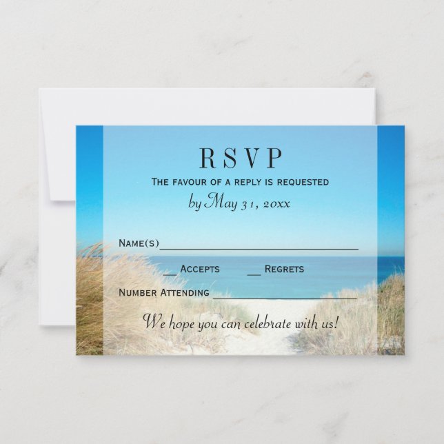 Resposta de RSVP de Casamento na Praia de Seagrass (Frente)