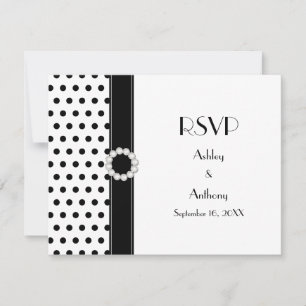 Resposta de RSVP de Casamento Preto Branco com Bol