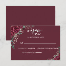 Resposta de RSVP de Casamento Rosa Borgonha Eucali