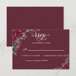 Resposta de RSVP de Casamento Rosa Borgonha Eucali