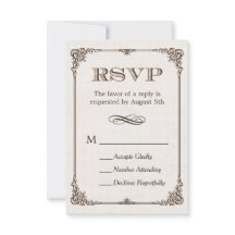 Resposta de RSVP de Moldura Vintage em Linho Marfi