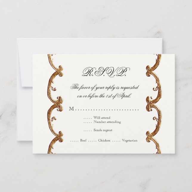 Resposta de RSVP de Swirl Francês do ouro 50. º An (Frente)