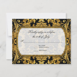 Resposta de RSVP de Vintagem de Tíquete de Glitter