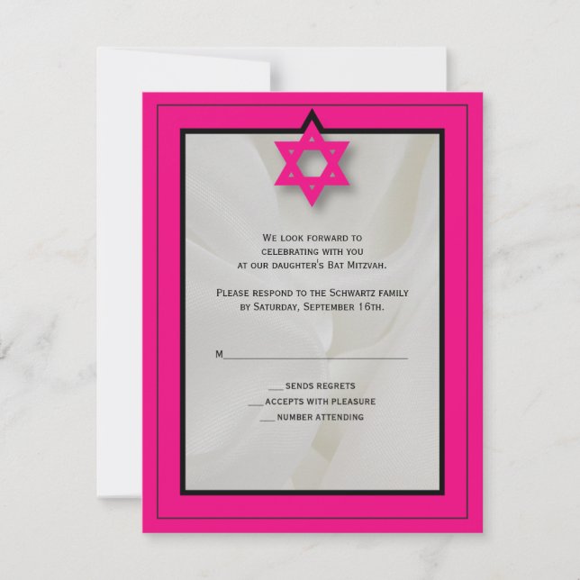 Resposta de RSVP do Bat Mitzvah, Tecido Elegante r (Frente)