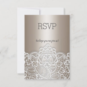 Resposta de RSVP elegante com renda de bronze dour