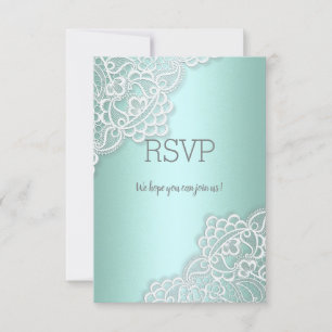 Resposta de RSVP elegante em renda verde menta par