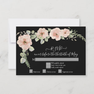 Resposta de RSVP Floral Boho Preta Rosa Cor-de-Ros