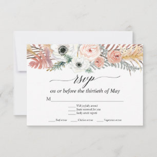 Resposta de RSVP Floral Branco Boho Capim Pampas P