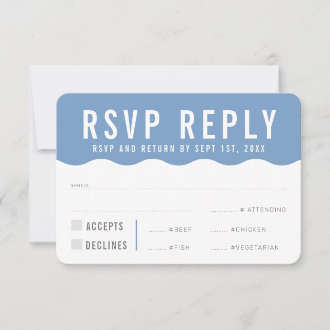 RESPOSTA DE RSVP moderna ousada fofa onda azul (Frente)