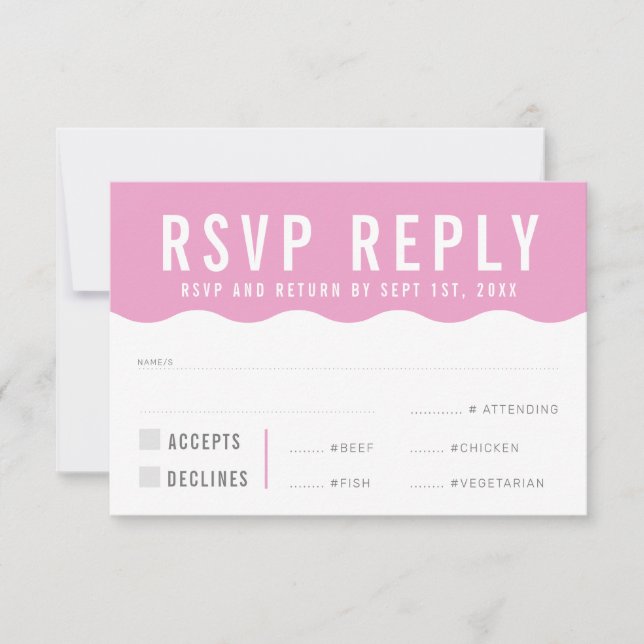 RESPOSTA DE RSVP moderno negrito fofo onda rosa (Frente)