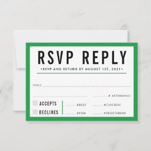 RESPOSTA DE RSVP moderno negrito verde kelly