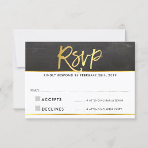 RESPOSTA DE RSVP moderno quadro-negro giz dourado