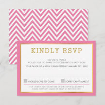 RESPOSTA DE RSVP padrão de chevron simples rosa 