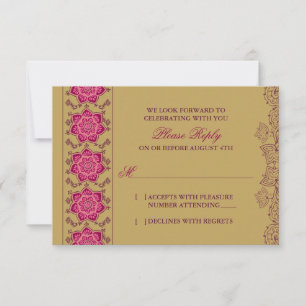 Resposta de RSVP para Casamento Indiano com Dourad