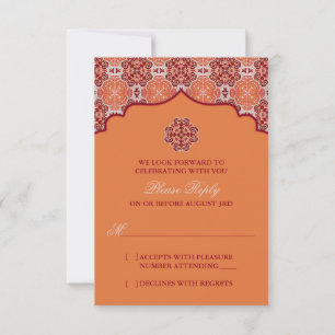 Resposta de RSVP para Casamento Indiano com Laranj
